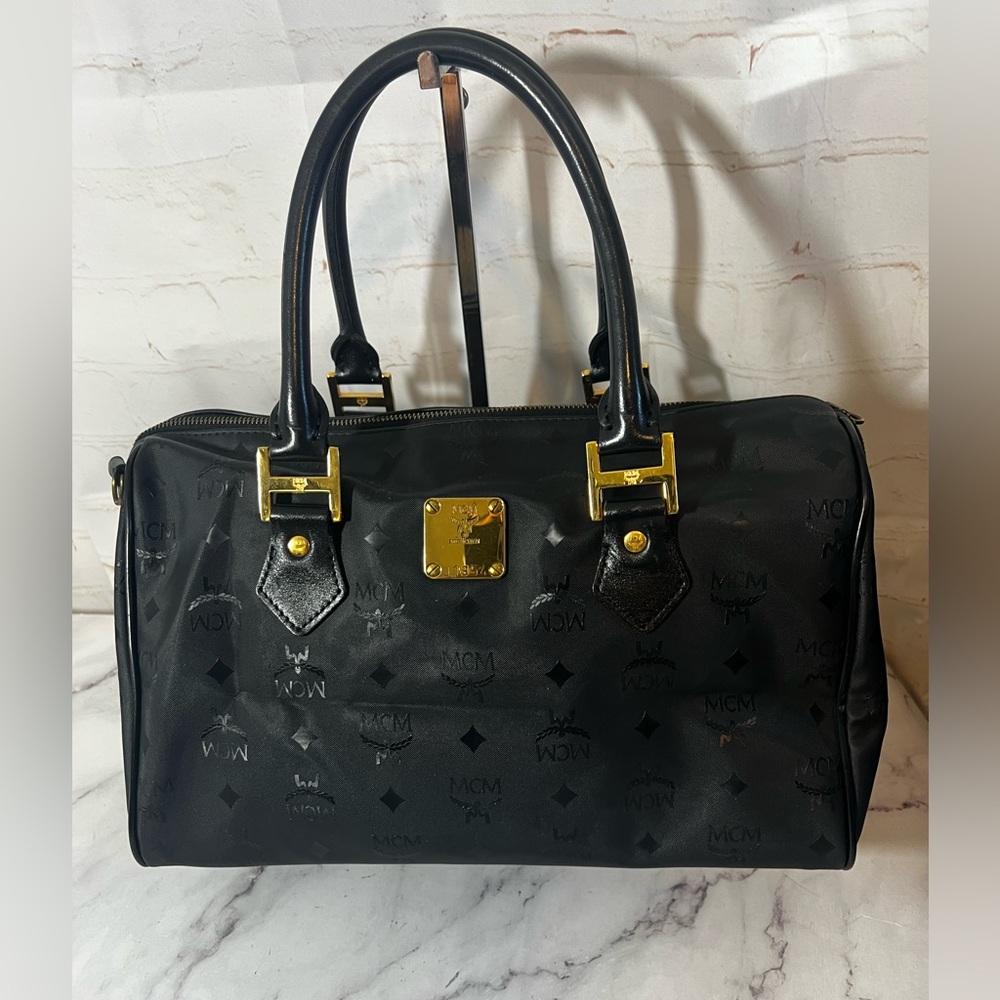 GUC MCM Black Medium Boston Bag